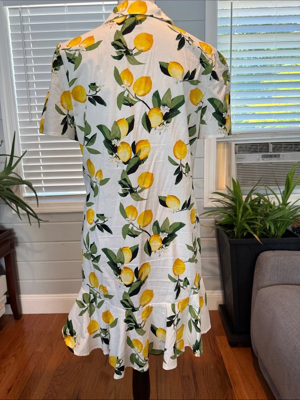 Cynthia Rowley White Lemon-Print Short-Sleeve Shirt